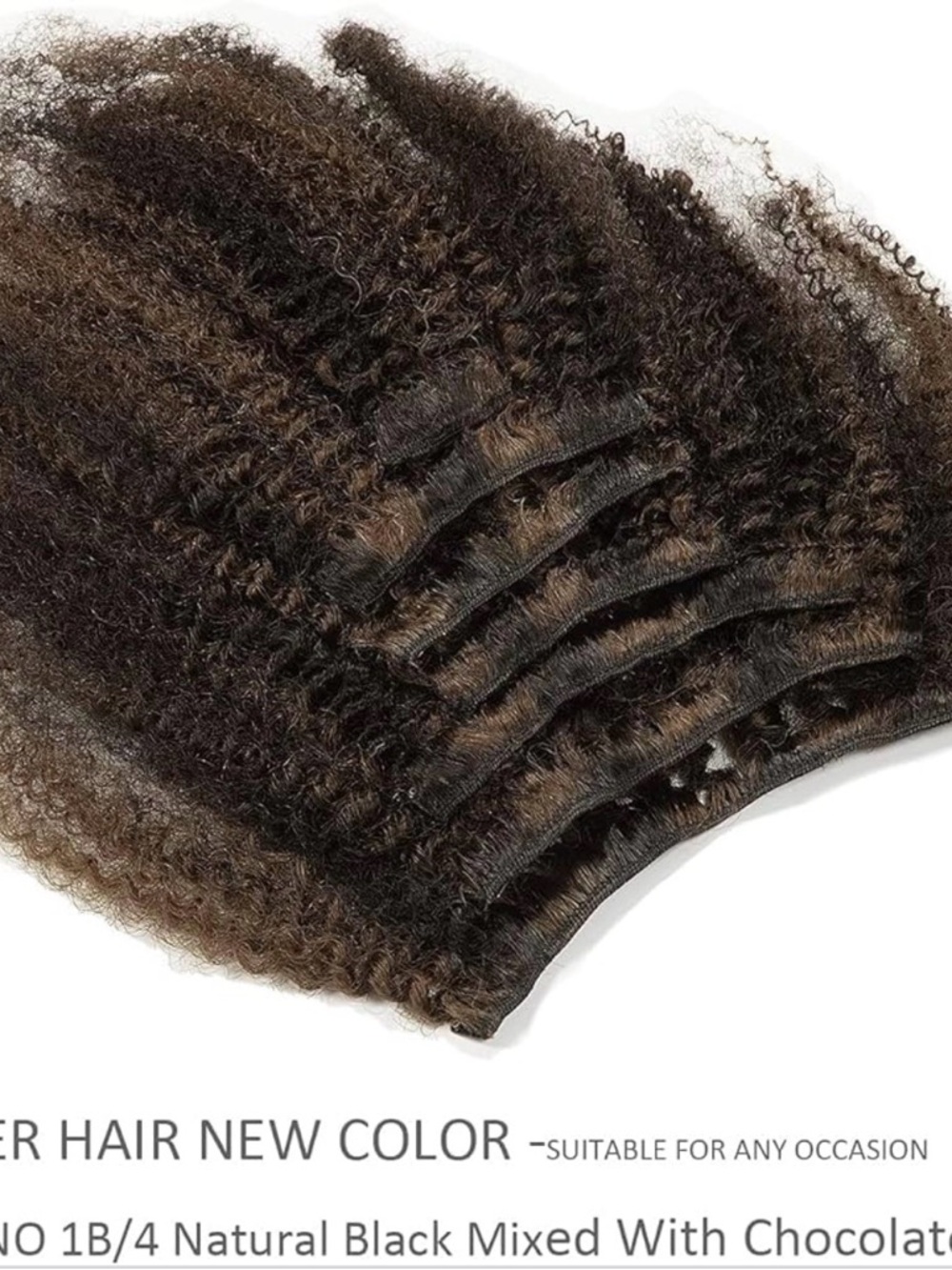 Afro Kinky Curly 18 Inch ClipIn Full Head Extensions 120G Human Hair #P1B/4 7PCS - Picture 3 of 5